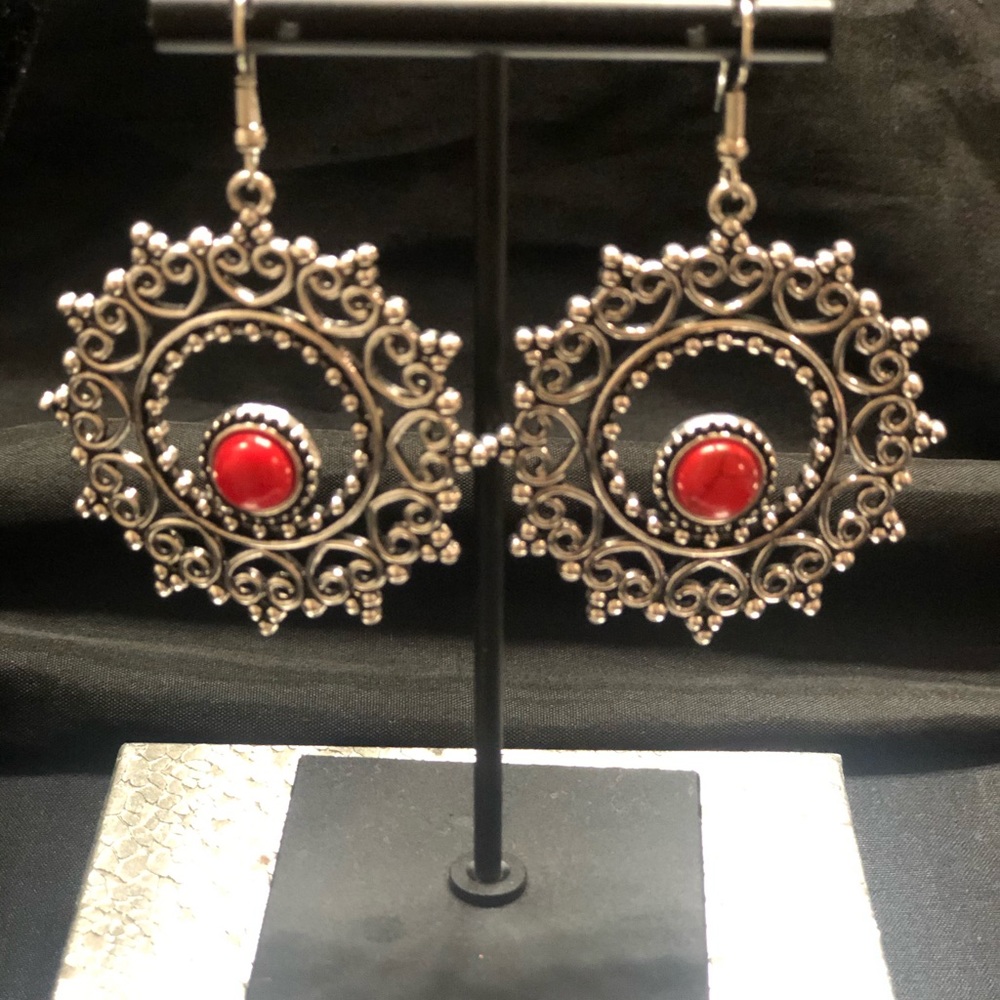 Southern Style Red and Silver Jewelry Set - Picture 3 of 4